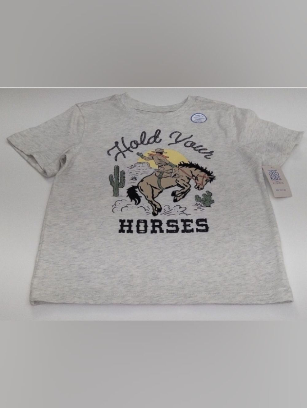 365 Kids By Garanimals Hold Your Horses Graphic Tee Light Heather Gray New 7